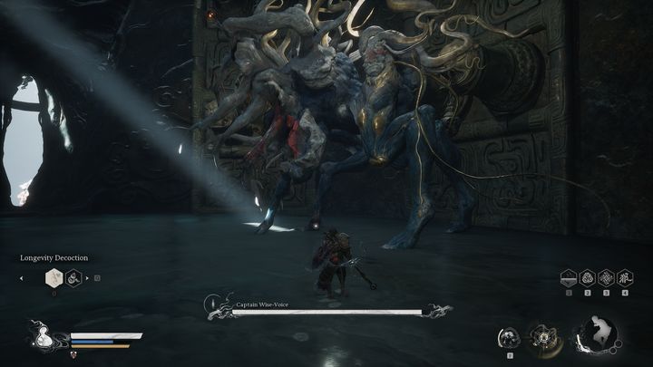 W pierwszej kolejności przejdźcie do ofensywy i atakujcie jego przednią, prawą łapę - Black Myth Wukong: Jak pokonać bossa Kapitan Głosu Rozsądku? - Black Myth Wukong - poradnik do gry