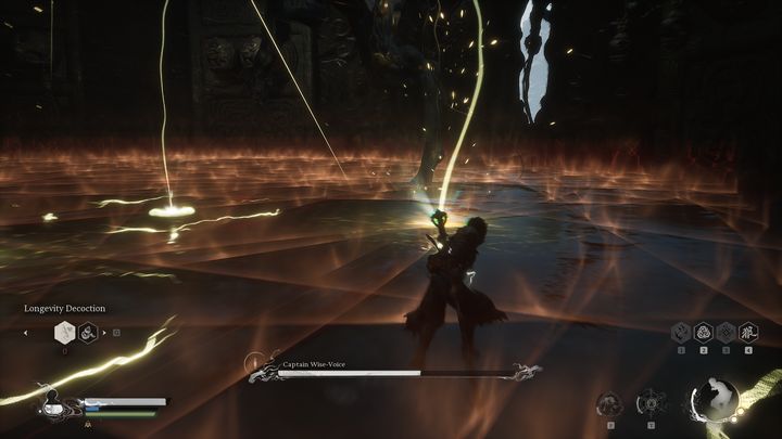 Uważajcie również na samą ziemię, gdy boss zacznie ostrzeliwać arenę - Black Myth Wukong: Jak pokonać bossa Kapitan Głosu Rozsądku? - Black Myth Wukong - poradnik do gry