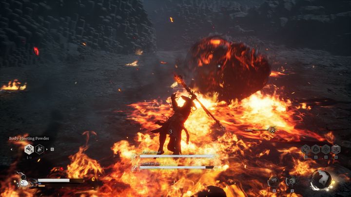 Zrobi on bardzo dużo szkód i wyłączy z użycia znaczną część areny, jeśli pozostanie przy życiu - Black Myth Wukong: Jak pokonać bossa Szybki jak ogień, prędki jak wiatr (Quick as Fire, Fast as Wind)? - Black Myth Wukong - poradnik do gry