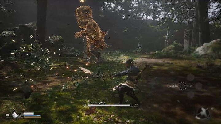 Jednym z elementów waszego arsenału są zaklęcia - pierwsze zaklęcie, Unieruchomienie, otrzymacie podczas walki z pierwszym mini-bossem w grze, Bullguardem - Black Myth Wukong: Porady na start - Black Myth Wukong - poradnik do gry