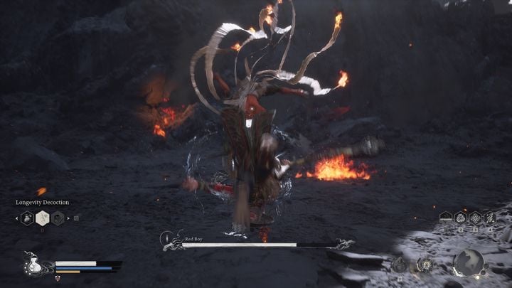 Często ładujcie swoje ataki, korzystajcie z unieruchomienia albo ciosu kończącego szybką serię ataków - Black Myth Wukong: Jak pokonać bossa Czerwony Chłopiec (Red Boy)? - Black Myth Wukong - poradnik do gry