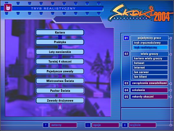 Można oddać kilka skoków w ćwiczeniach praktycznych, stawić czoła prawdziwym zawodowcom w skokach narciarskich czy spróbować swoich sił w Turnieju 4 skoczni, Mistrzostwach czy Pucharze Świata - Sposobów na skakanie kilka | Podstawy Skoki narciarskie 2004 - Skoki narciarskie 2004 - poradnik do gry