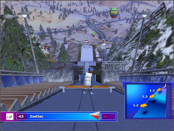 Zaczynasz siedząc na belce, czekasz na pozwolenie rozpoczęcia najazdu - Przygotowania do skoku | Skoki | Skoki narciarskie 2004 - Skoki narciarskie 2004 - poradnik do gry