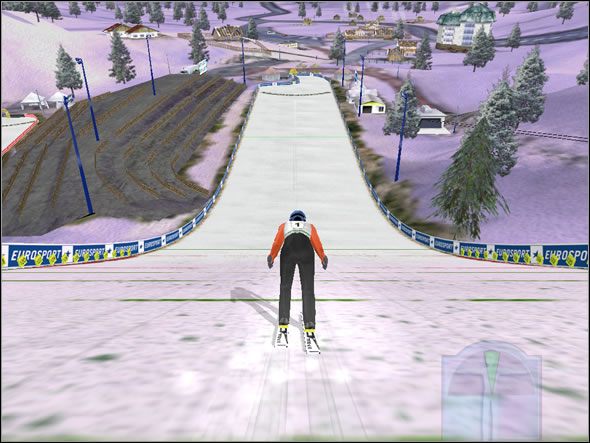 Lądując, masz do wyboru dwa sposoby na dokończenie skoku - Lądowanie na dwie nogi | Skoki | Skoki narciarskie 2004 - Skoki narciarskie 2004 - poradnik do gry