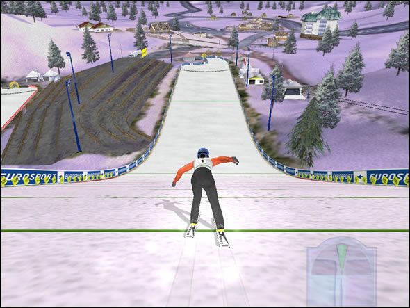 Drugi sposób na lądowanie to zrobienie tzw - Lądowanie z telemarkiem | Skoki | Skoki narciarskie 2004 - Skoki narciarskie 2004 - poradnik do gry