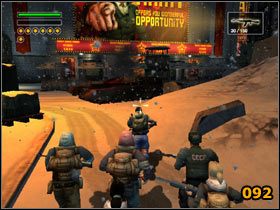 Przejdź do następnej kamienicy (090 ) , pozostaw tu swój batalion i zabierz Rocket Launcher (091 ) - TV Station | Solucja | Freedom Fighters - Freedom Fighters - poradnik do gry