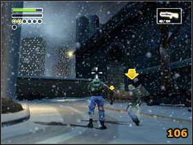 Zejdź na dół i wal w pierwszy zaułek po lewej (105) , by zgarnąć kilka person do brygady (Save) - High Scholl | Solucja | Freedom Fighters - Freedom Fighters - poradnik do gry