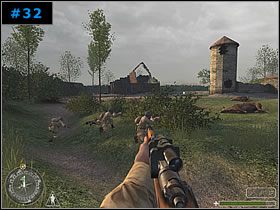 Chowając się z kolegami w okolicznym rowie, przeszedłem w lewo, do okopu [#33] - [Amerykanie Misja 3] Village At Down - Call of Duty - poradnik do gry
