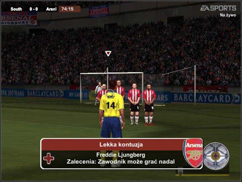 rys 16. Lekka kontuzja - Kontuzje | Tryby treningu i kariery FIFA Football 2004 - FIFA Football 2004 - poradnik do gry