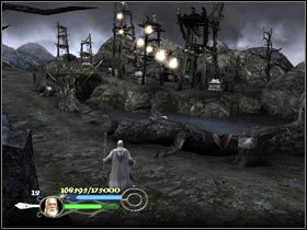 Gdy dotrzesz do młyna, zostaniesz zmuszony do wysadzenia wieży wartowniczych - The road to Isengard (2) - Droga Gandalfa Białego - Władca Pierścieni: Powrót Króla - poradnik do gry