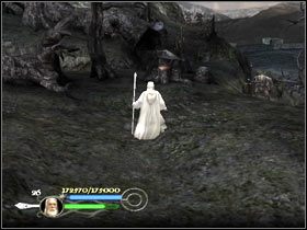 Na końcu przejdź przez mostek i pobiegnij w dół - The road to Isengard (2) - Droga Gandalfa Białego - Władca Pierścieni: Powrót Króla - poradnik do gry