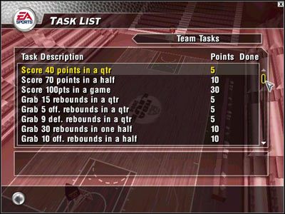 Wycinek z Task List - Team Managment | NBA Live 2004 - NBA Live 2004 - poradnik do gry