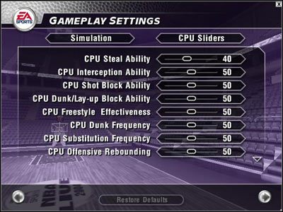 1 - System suwaków | NBA Live 2004 - NBA Live 2004 - poradnik do gry
