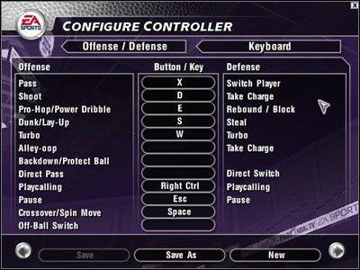 Sterowanie - ustawienia optymalne - Sterowanie II | NBA Live 2004 - NBA Live 2004 - poradnik do gry