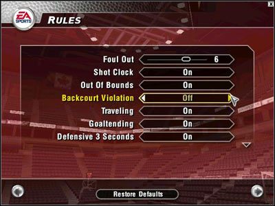 Rules - Options | NBA Live 2004 - NBA Live 2004 - poradnik do gry
