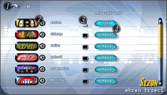 1 - Sezon | Tryby gry NHL 2001 - NHL 2001 - poradnik do gry