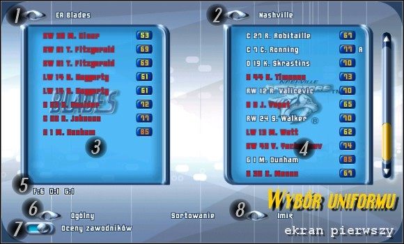 1 - Wybór uniformu | Tryby gry NHL 2001 - NHL 2001 - poradnik do gry