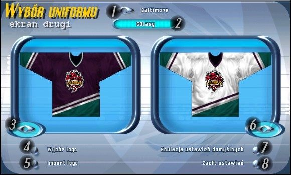 1 - Wybór uniformu | Tryby gry NHL 2001 - NHL 2001 - poradnik do gry