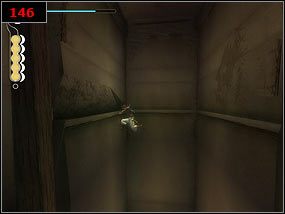 Na dole schemat - odbicie od ściany [145] i przeskok na kolejny drążek - Theres something glowing up there - Prince of Persia: Piaski Czasu - poradnik do gry
