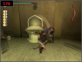 Rozbijamy ścianę, aby wydostać się z sali [175] , a później toczymy dość zażarty pojedynek - na dole znajduje się fontanna wiec na bieżąco możemy uzupełniać zdrowie [176] - A soldiers mess hall - Prince of Persia: Piaski Czasu - poradnik do gry