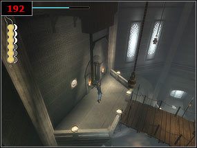 Po zewnętrznej stronie murów używając drążków [191] dostajemy się na drugą stronę i ponownie wchodzimy do środka Sali pociągając za ostatnia dźwignię [192] - A broken bridge - Prince of Persia: Piaski Czasu - poradnik do gry