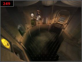 Aby wydostać się z tego pomieszczenia należy najpierw nacisnąć biały przycisk (skok z liny i potem odbicie od ściany) [248] , a potem przycisk żółty [249] - The Sultans harem - Prince of Persia: Piaski Czasu - poradnik do gry