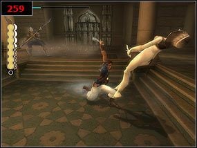 Na końcu czeka nas dość żmudna walka z wieloma przeciwnikami [259] - na szczęście na środku jest basen z wodą - What did You call me? - Prince of Persia: Piaski Czasu - poradnik do gry