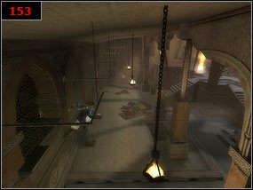 W końcu docieramy na dźwignię [152] , która powoduje częściowe odsłonięcie otworu - Above the baths - Prince of Persia: Piaski Czasu - poradnik do gry