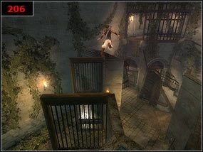 Opuszczamy się na niższy poziom [205] , po czym przeskakujemy na drugą stronę nad otwartą bramą [206] - Waterfall - Prince of Persia: Piaski Czasu - poradnik do gry