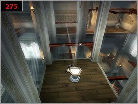 Na kolejnym poziomie chwytamy się drewnianej konstrukcji [274] i zmierzamy na środkowy podest, na którym kierujemy lustro w stronę dwóch innych [275] - Observatory - Prince of Persia: Piaski Czasu - poradnik do gry