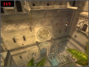 Dalej biegniemy po murze na drewnianą belkę [314] , a z niej na liny [315] - On the ramparts - Prince of Persia: Piaski Czasu - poradnik do gry