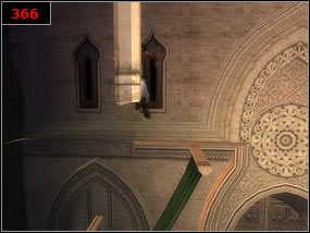 Odbijając się od ściany wskakujemy na drążek [365] a z niego na kamienne belki - The setting sun - Prince of Persia: Piaski Czasu - poradnik do gry