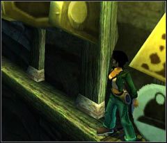 Podejdź do widocznej na screenie ściany (logo ostrzegawcze) - 13 Black Isle | Beyond Good & Evil - Beyond Good & Evil - poradnik do gry