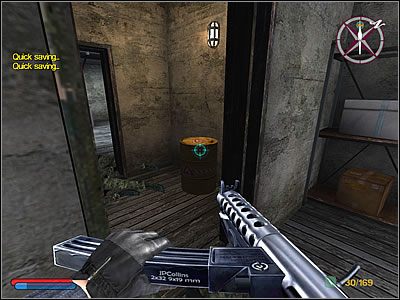 Idąc do kolejnego pokoju, zabrałem leżącą na szafce paczkę amunicji, po czym wyszedłem przez drzwi na zewnątrz - Witamy w Czechosłowacji - Część 1 | Misja 3 | Contract JACK - Contract J.A.C.K. - poradnik do gry