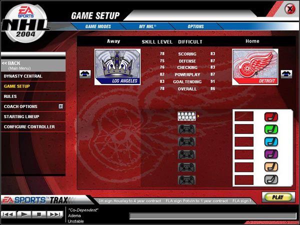 SCORING: było 83 jest 83 - Główny ekran gry - Ustawianie formacji | NHL 2004 - NHL 2004 - poradnik do gry