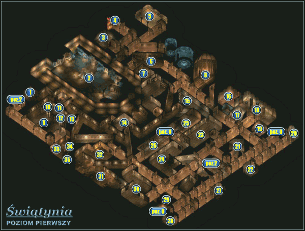 1 - Mapa - Podziemia poziom pierwszy - Świątynia - Świątynia Pierwotnego Zła - poradnik do gry