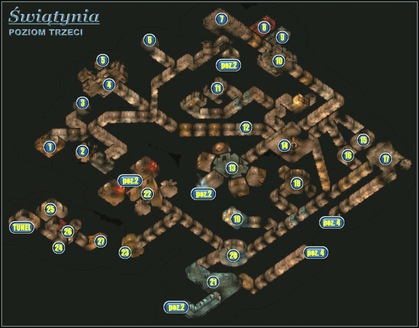 1 - Mapa - Podziemia poziom trzeci - Świątynia - Świątynia Pierwotnego Zła - poradnik do gry