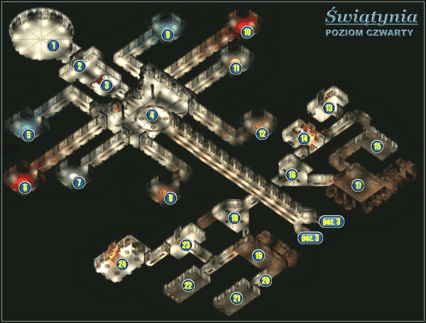 1 - Mapa - Podziemia poziom czwarty - Świątynia - Świątynia Pierwotnego Zła - poradnik do gry