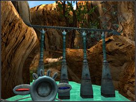 Aha, więc jeśli nacisnę przycisk niebieski, to strzelę tę wiązkę energii do tej kolumny, odpowiednio do naciśniętego górnego przycisku - 07. STREFA NEUTRALNA cz.1 | Schizm II Kameleon - Schizm II: Kameleon - poradnik do gry