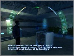 Jeśli chcesz możesz skierować się w lewo i wysłuchać przemówienia Dumiera - Upper Seattle City Center #1 | Seattle | Deus Ex Invisible War - Deus Ex: Invisible War - poradnik do gry