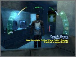 Na początek radziłbym udać się do kawiarenki Pequods - Upper Seattle City Center #2 | Seattle | Deus Ex Invisible War - Deus Ex: Invisible War - poradnik do gry