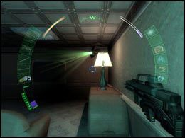 Po dotarciu do oświetlonej części pomieszczenia zatrzymaj się - Emerald Suites Penthouse | Seattle | Deus Ex Invisible War - Deus Ex: Invisible War - poradnik do gry