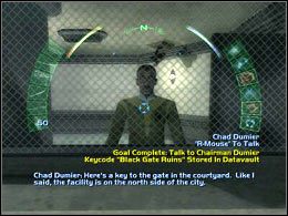 Po drodze załączy się rozmowa z Dumierem, który będzie chciał z Tobą porozmawiać - Trier SSC #2 | Trier | Deus Ex Invisible War - Deus Ex: Invisible War - poradnik do gry