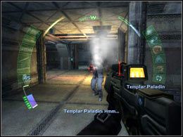 Niestety, tuż po minięciu klatki, w której był pojedynczy Templariusz wpadniesz na jego kolegów - Abandoned Versalife Base Interior | Antarctica | Deus Ex Invisible War - Deus Ex: Invisible War - poradnik do gry