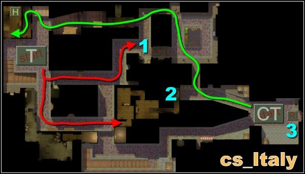 Jak zwykle podstawową trudność stanowić będzie ustrzelenie dwóch terrorystów ze snajperki - tym się zajmij od razu - Italy | Mapy w Counter-Strike Condition Zero - Counter-Strike: Condition Zero - poradnik do gry