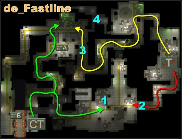 W większości przypadków terroryści będą biec do punktu [2] - Fastline | Mapy w Counter-Strike Condition Zero - Counter-Strike: Condition Zero - poradnik do gry