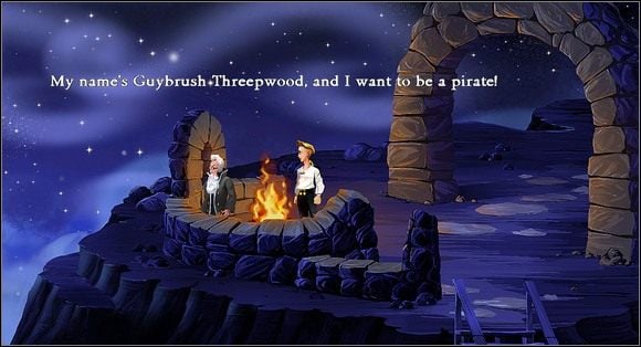 Wielką piracką przygodę rozpoczynamy w punkcie obserwacyjnym rozmawiając z nieco strachliwym starszym jegomościem (lookout) wypatrującym statków na morzu - Cz. I - Trzy próby (Początek) | Opis przejścia The Secret of Monkey Island - The Secret of Monkey Island - poradnik do gry