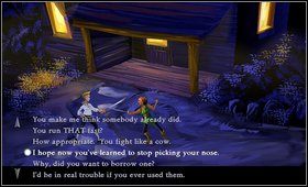 Rozmawiamy z mistrzynią i wyzywamy ją na pojedynek (My name is Guybrush Threepwood - Cz. I - Trzy próby (Opanowanie fechtunku - 2) | Opis przejścia - The Secret of Monkey Island - poradnik do gry