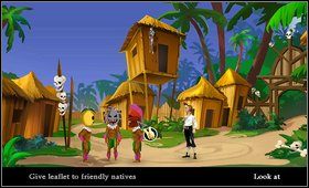 Jeżeli chcemy sobie zaoszczędzić zbędnych podróży po piekle, wychodzimy z wioski kanibali, następnie znów do niej wchodzimy - Cz. III - Pod małpią wyspą (2) | Opis przejścia The Secret of Monkey Island - The Secret of Monkey Island - poradnik do gry