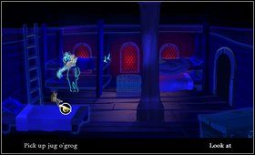 Wracamy do pomieszczenia po lewej, łaskoczemy śpiącego ducha pirata, używając pióra (ghost feather) na jego stopach - Cz. III - Pod małpią wyspą (3) | Opis przejścia The Secret of Monkey Island - The Secret of Monkey Island - poradnik do gry